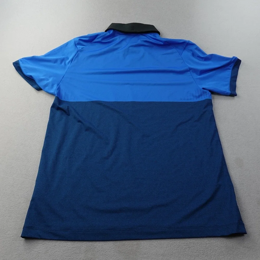 Nike Tiger Woods Velocity Jacquard Polo Mens L Blue Dri-FIT Golf 685848